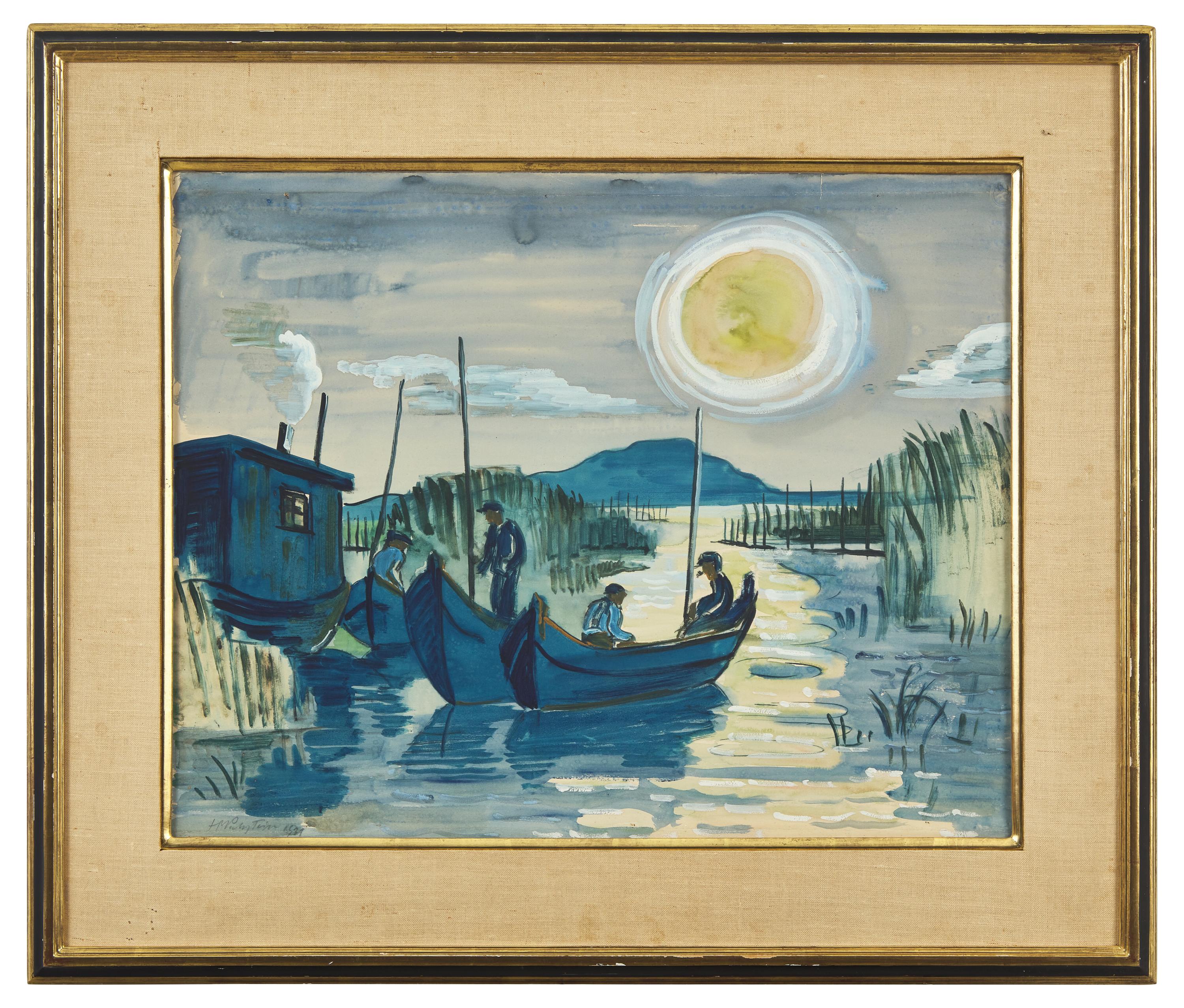 Fischer auf dem Gardersee bei Mondlicht ( Fishermen on the Gardnosee by Moonlight), 1931