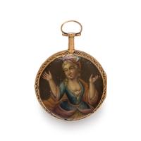PORTRAIT ENAMEL HUNTER CASE POCKET WATCH