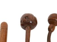 Three Carved Wood Clubs