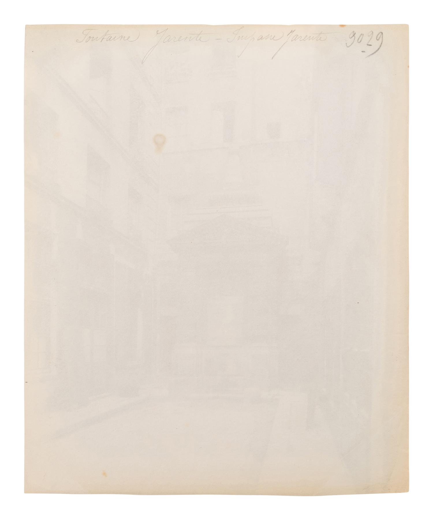 A pair of prints depicting Fontaine Jarente ( Fontaine Jarente - impasse Jarente , 1898; Fontaine Jarente, rue Jarente, 1922)