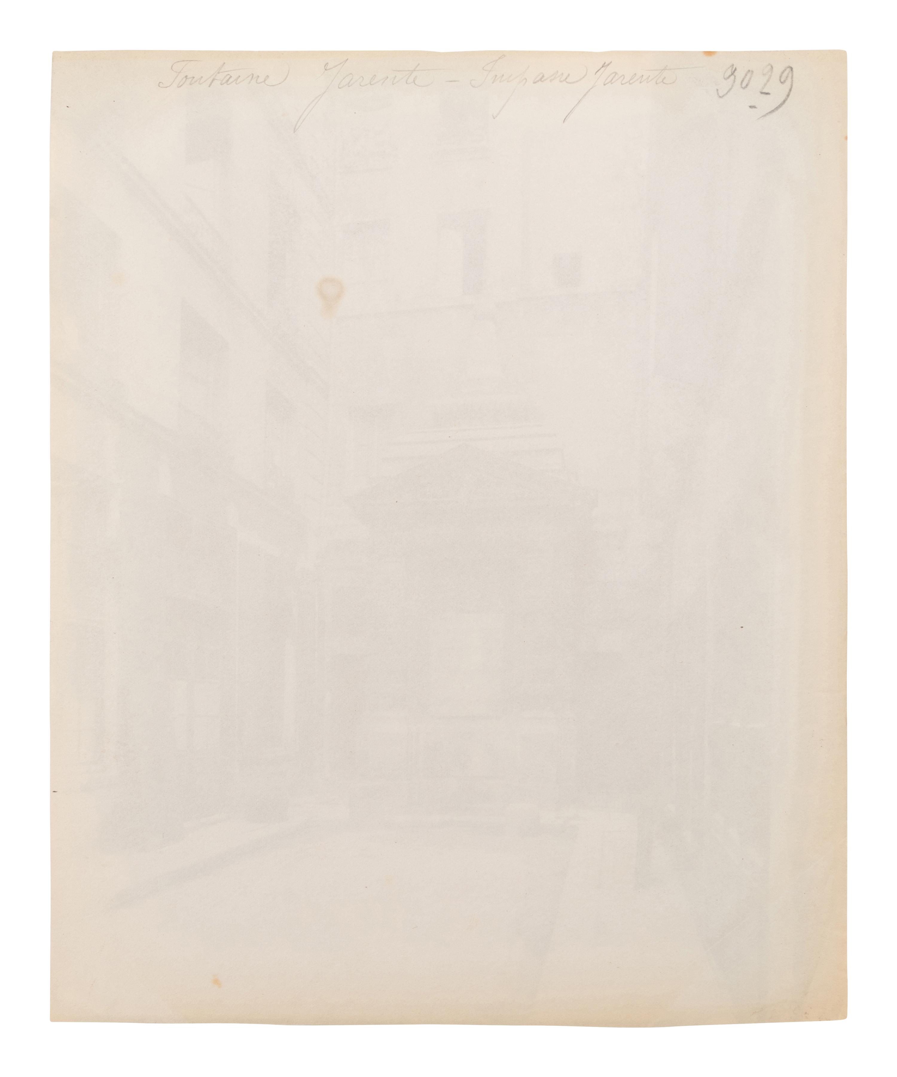 A pair of prints depicting Fontaine Jarente ( Fontaine Jarente - impasse Jarente , 1898; Fontaine Jarente, rue Jarente, 1922)