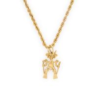 Yellow Gold Pre-Colombian Style Figure Pendant Necklace