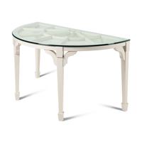 A Pair of Custom White-Painted Glass-Top Console Tables