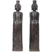 A Pair of Chinese Carved Marble Statues