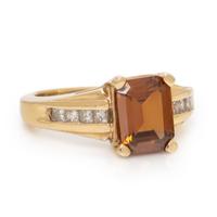 Yellow Gold, Zircon, and Diamond Ring
