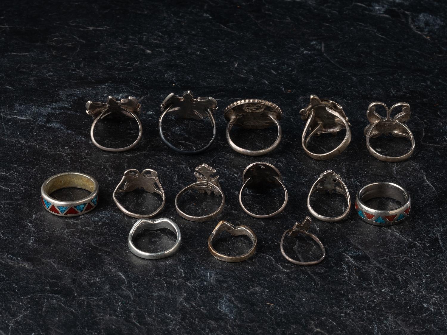 Navajo and Southwestern-style Chip Inlay Rings