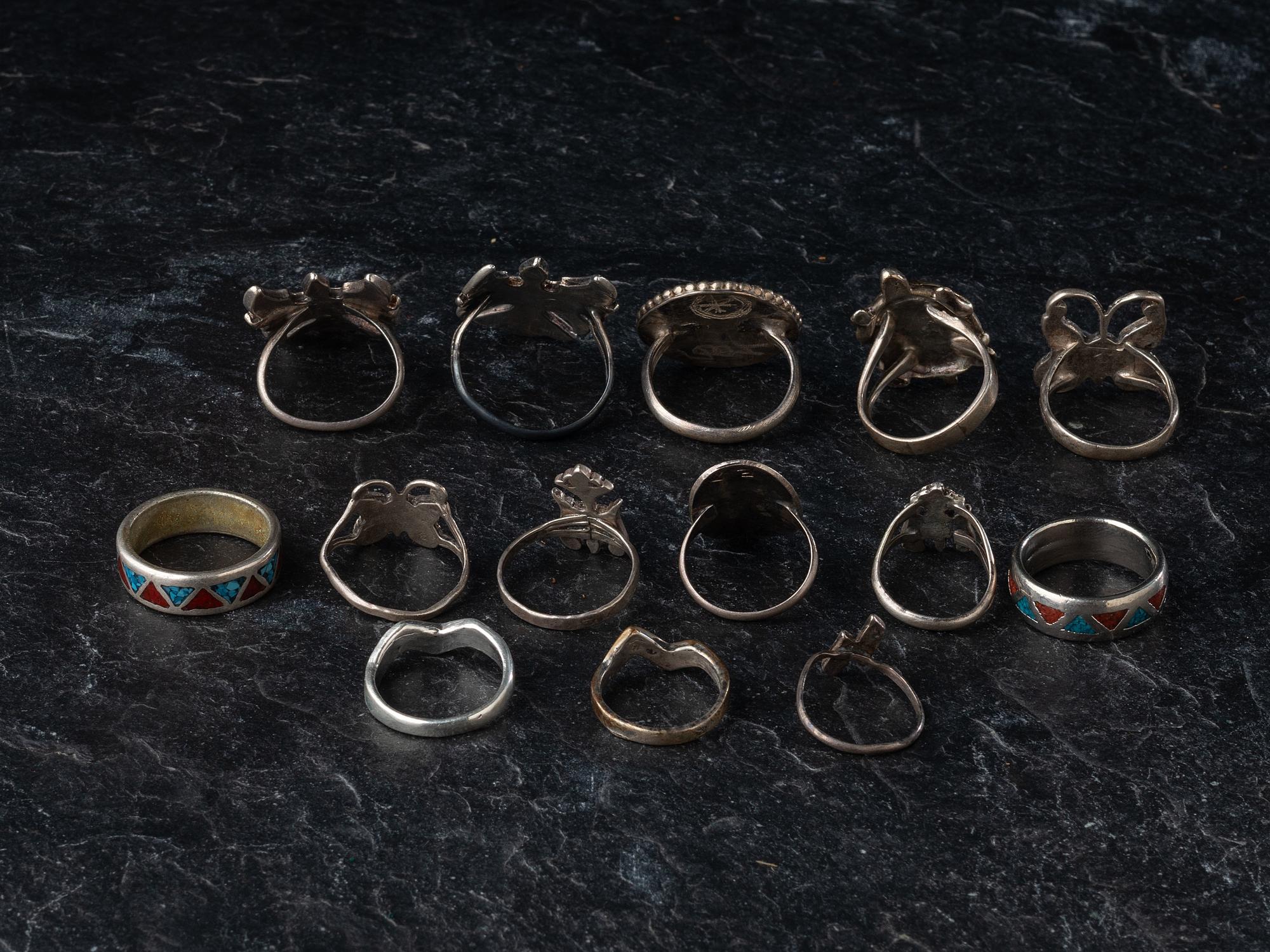 Navajo and Southwestern-style Chip Inlay Rings