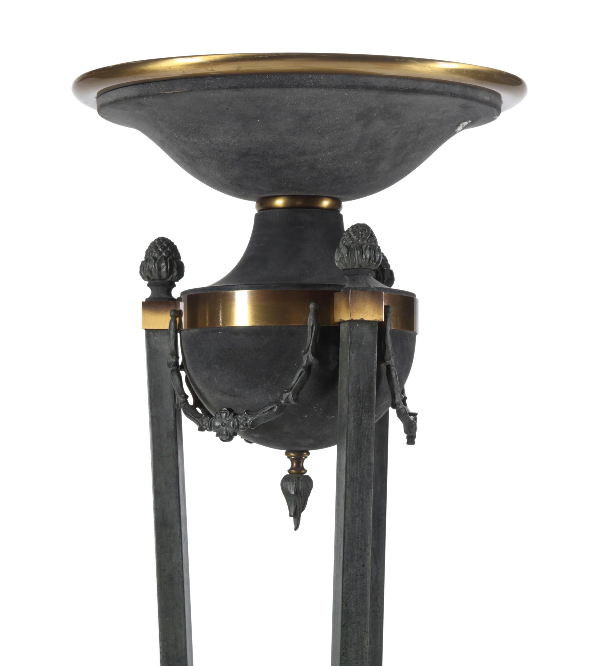 A Set of Four Neoclassical Style Patinated Brass Torchères