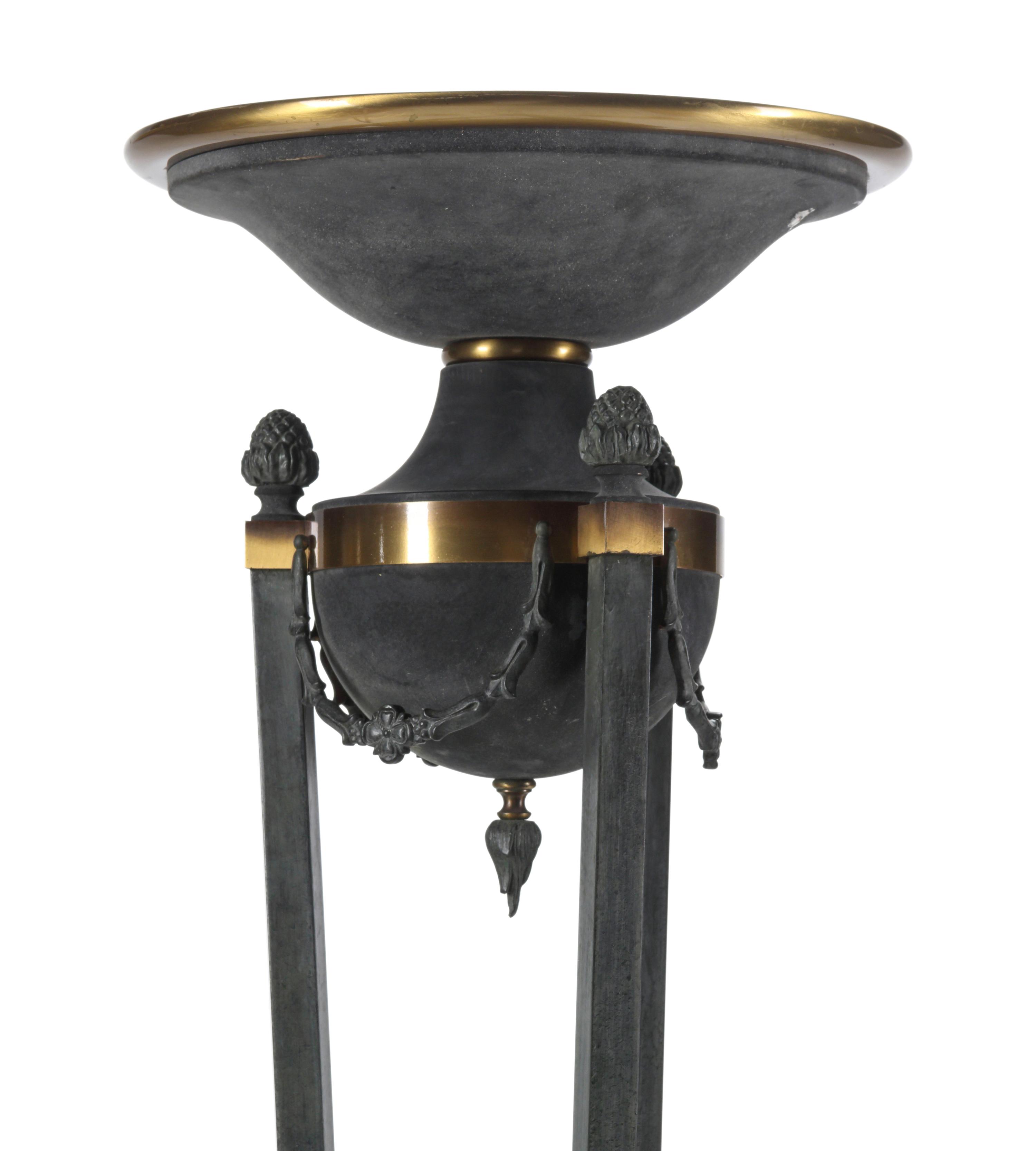 A Set of Four Neoclassical Style Patinated Brass Torchères