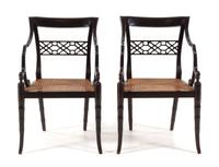 A Pair of Regency Style Open Armchairs Height 33 inches overall. — DAVID IATESTA, 20TH CENTURY