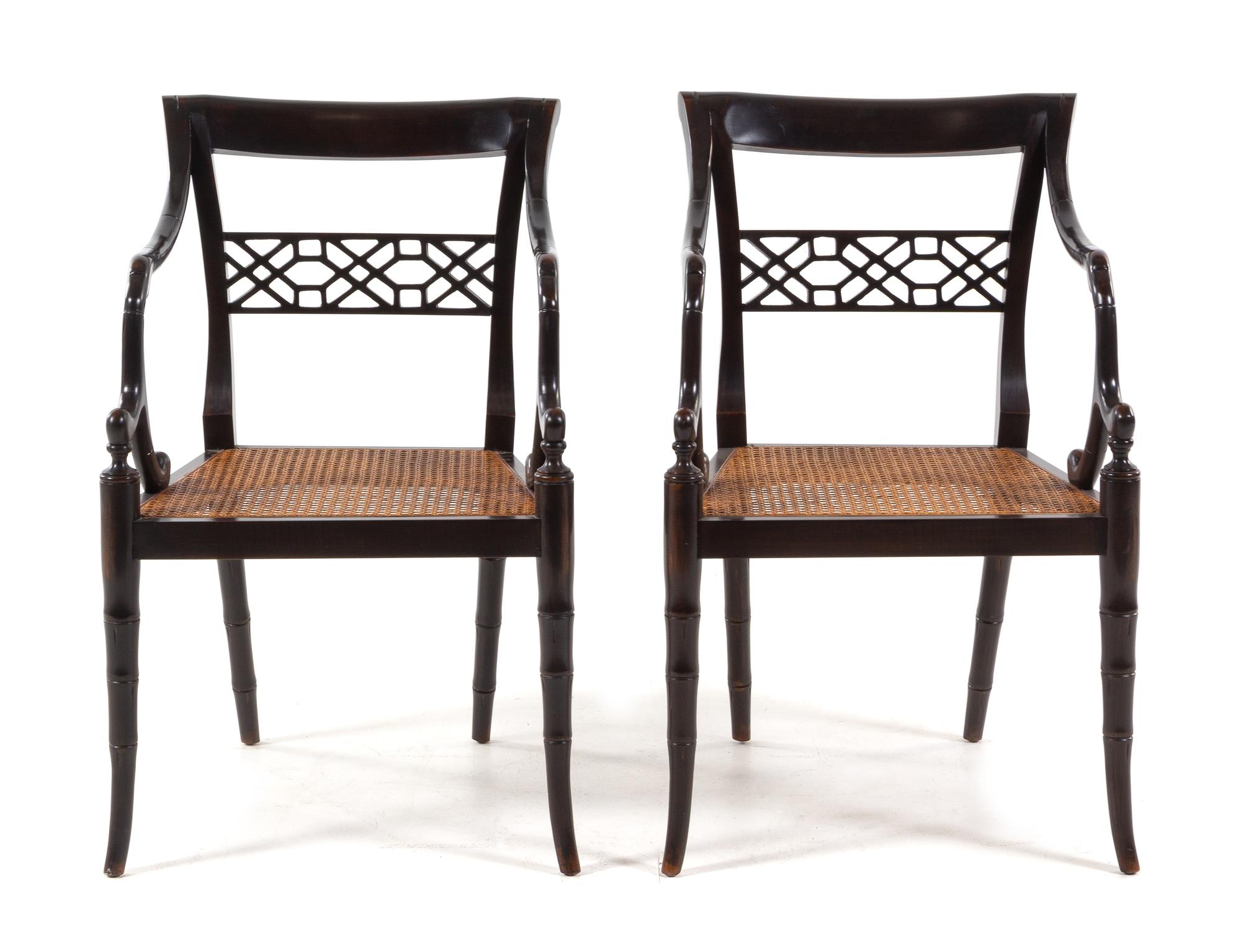 A Pair of Regency Style Open Armchairs Height 33 inches overall. — DAVID IATESTA, 20TH CENTURY