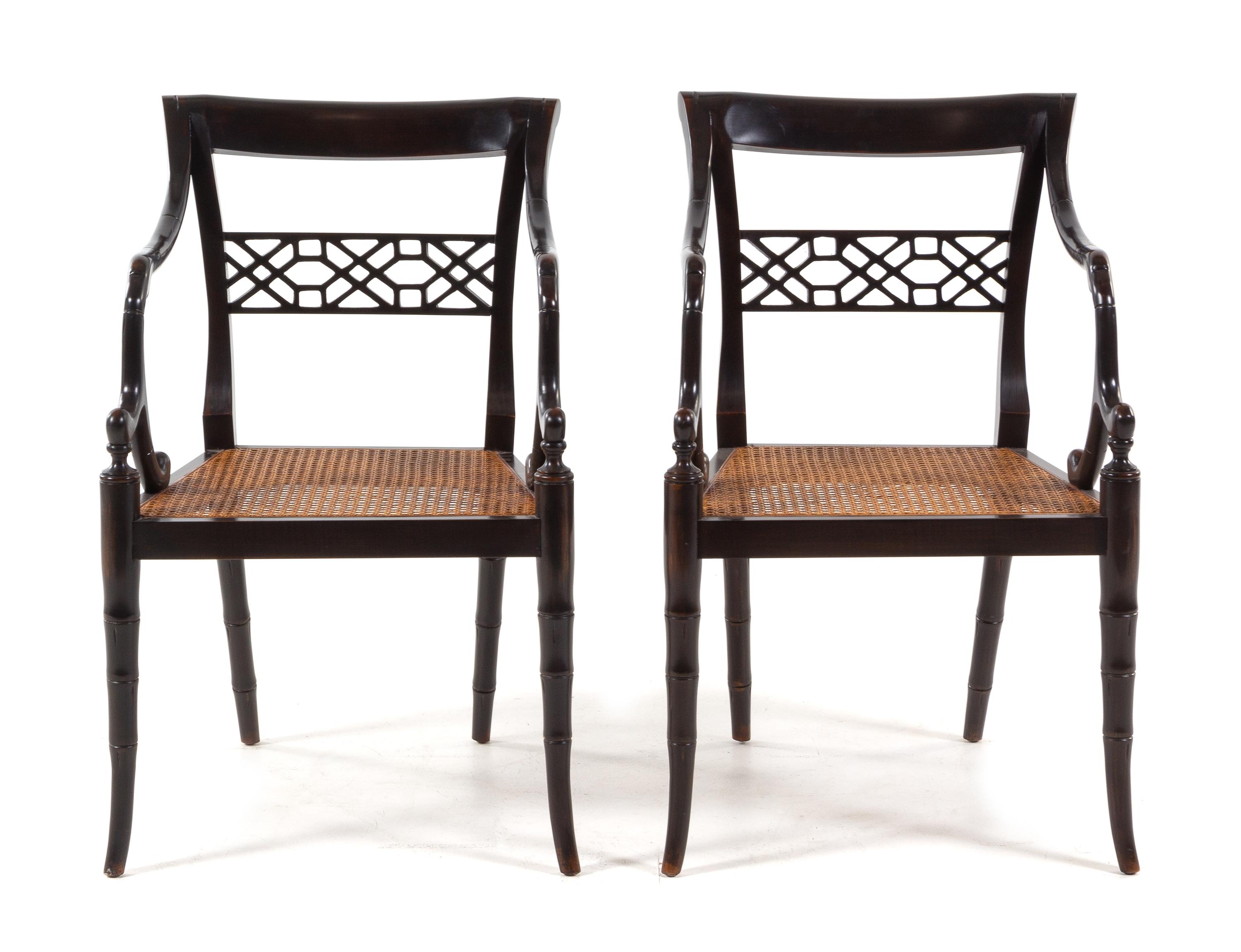 A Pair of Regency Style Open Armchairs Height 33 inches overall. — DAVID IATESTA, 20TH CENTURY