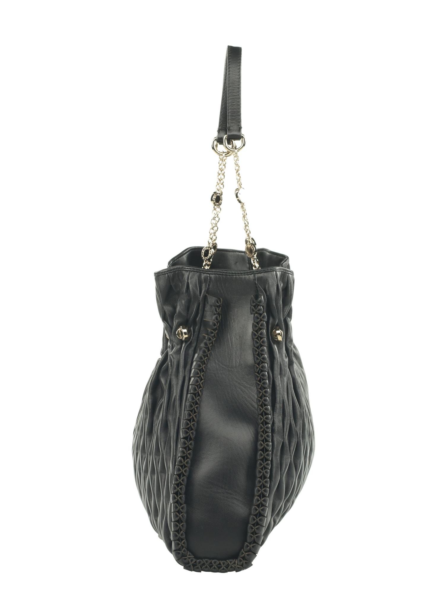 Bvlgari Pleated Leather Twit Tote