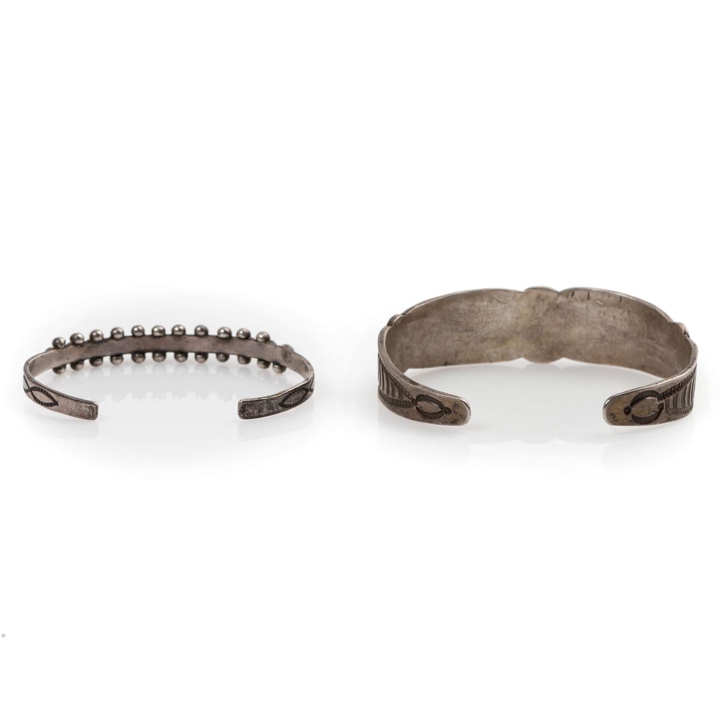 Navajo and Zuni Silver and Turquoise Cuff Bracelets