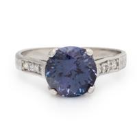 Synthetic Alexandrite, Diamond, and Platinum Ring