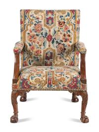 A George II Carved Walnut Library Chair