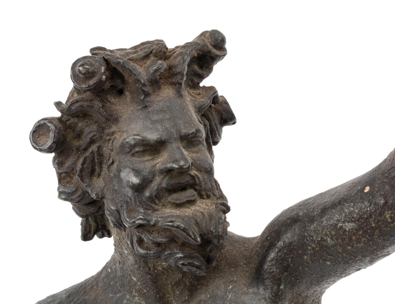 A Grand Tour Bronze Figure of the Pompeiian Faun on a Marble Base