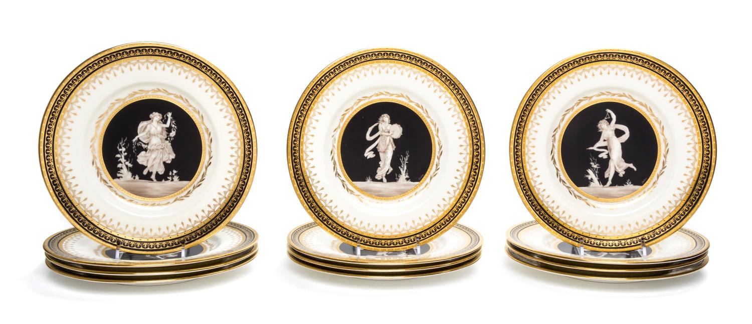A Set of Twelve Minton Salad Plates Diameter 8 3/4 inches.
