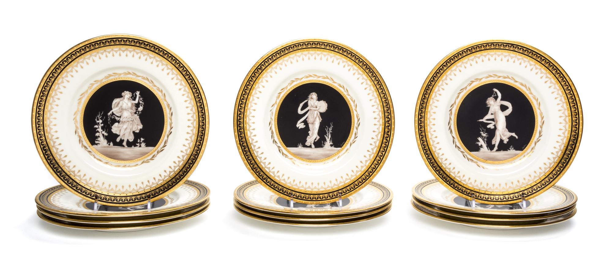 A Set of Twelve Minton Salad Plates Diameter 8 3/4 inches.
