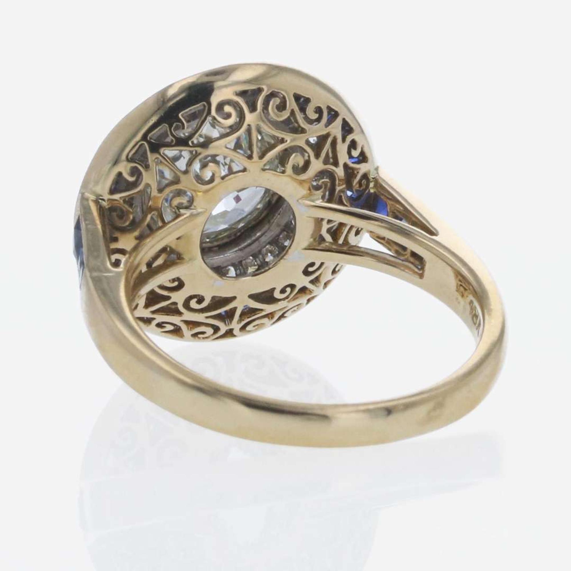 A Diamond and Sapphire Ring