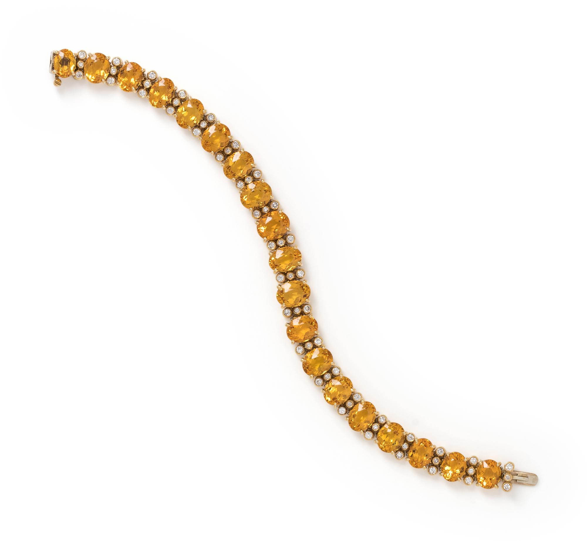 JULIUS COHEN, CITRINE AND DIAMOND BRACELET