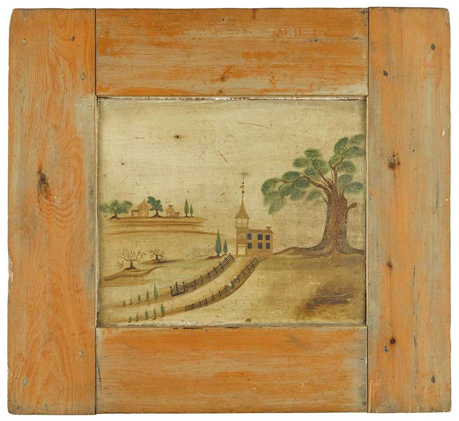 Painted pine fireboard new england, first half 19th century