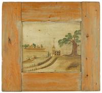 Painted pine fireboard new england, first half 19th century