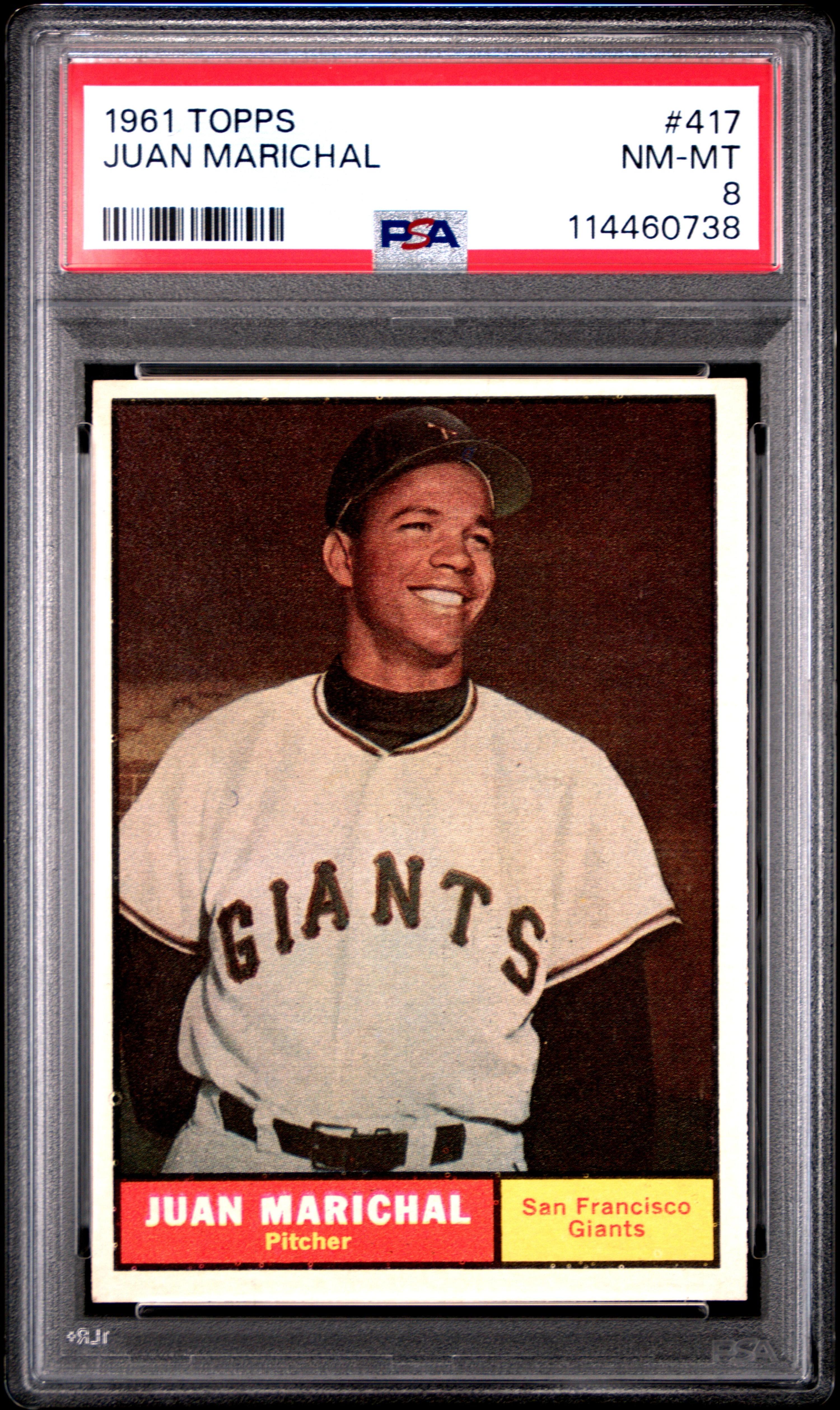 A 1961 Topps Juan Marichal Rookie Baseball Card No. 417 (PSA 8 NM-MT)