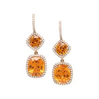 SPESSARTINE GARNET AND DIAMOND EARRINGS
