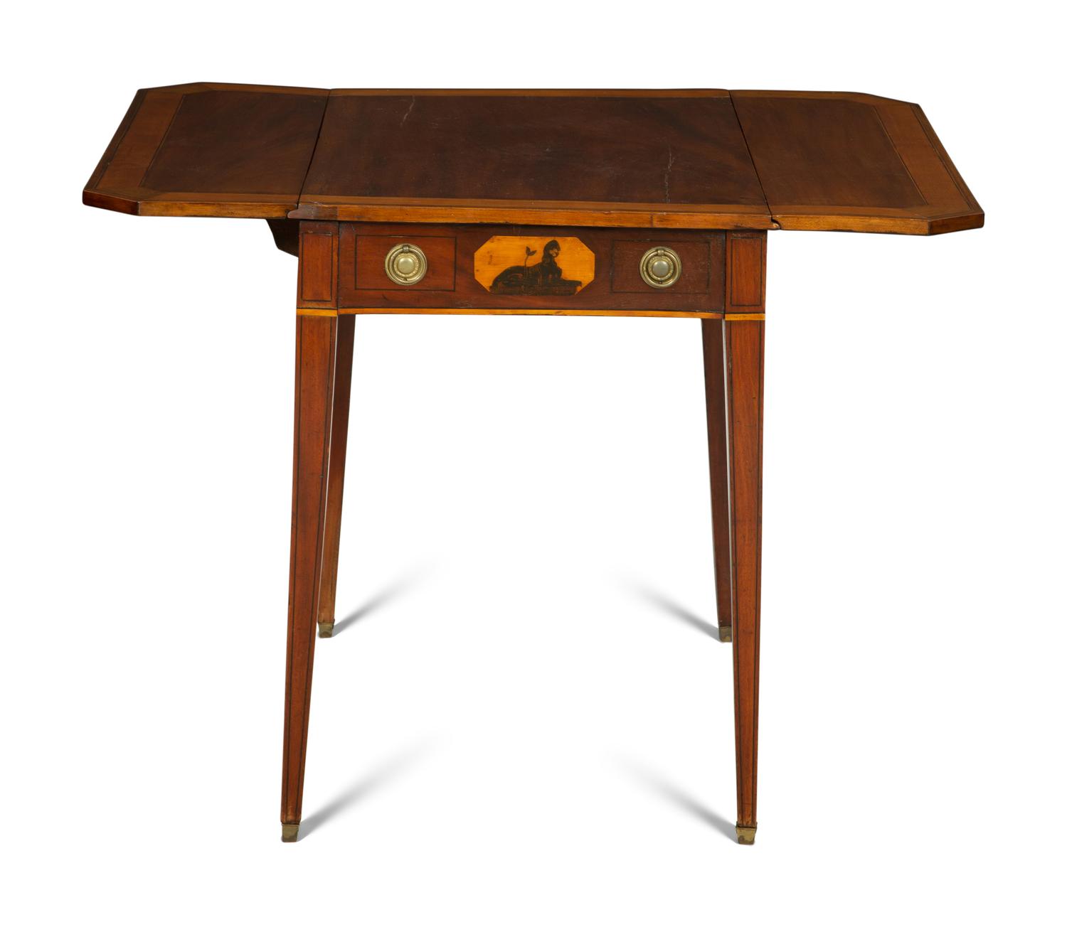A George III Satinwood and Ebony Inlaid Mahogany Pembroke Table