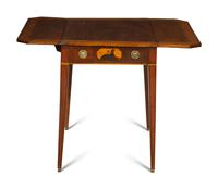 A George III Satinwood and Ebony Inlaid Mahogany Pembroke Table