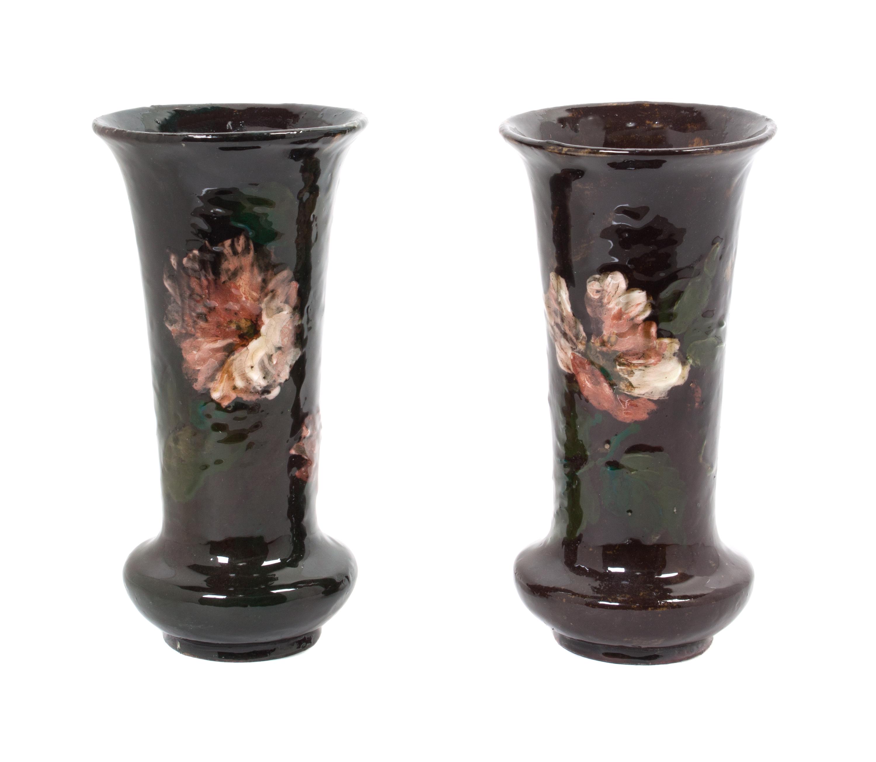 A Pair of Haviland Terra Cotta Vases Height 8 1/2 inches. — LATE 19TH CENTURY