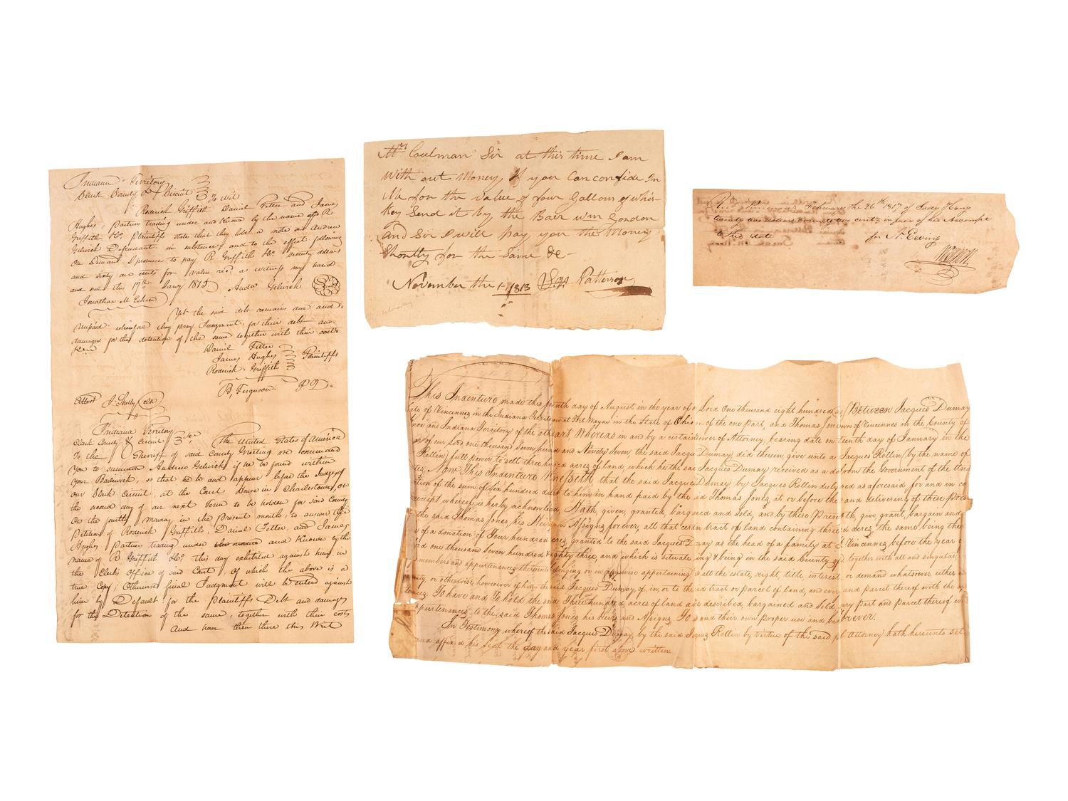 [INDIANA TERRITORY] -- [WAR OF 1812]. A group of documents from the Indiana Territory, including: