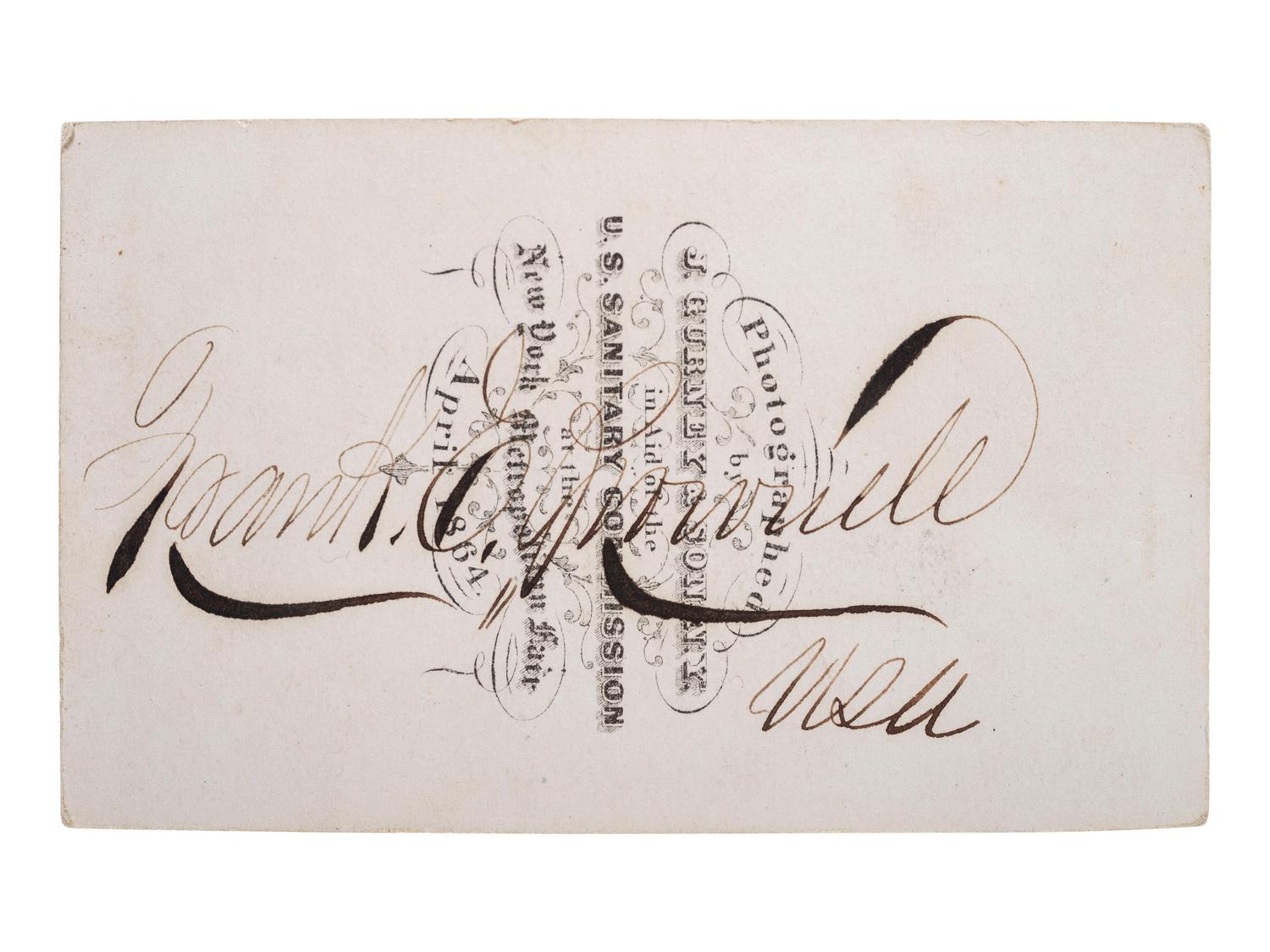 [CIVIL WAR]. BROWNELL, Francis (1840-1894). Autographed CDV of First Lieutenant Francis Brownell with manuscript poem.