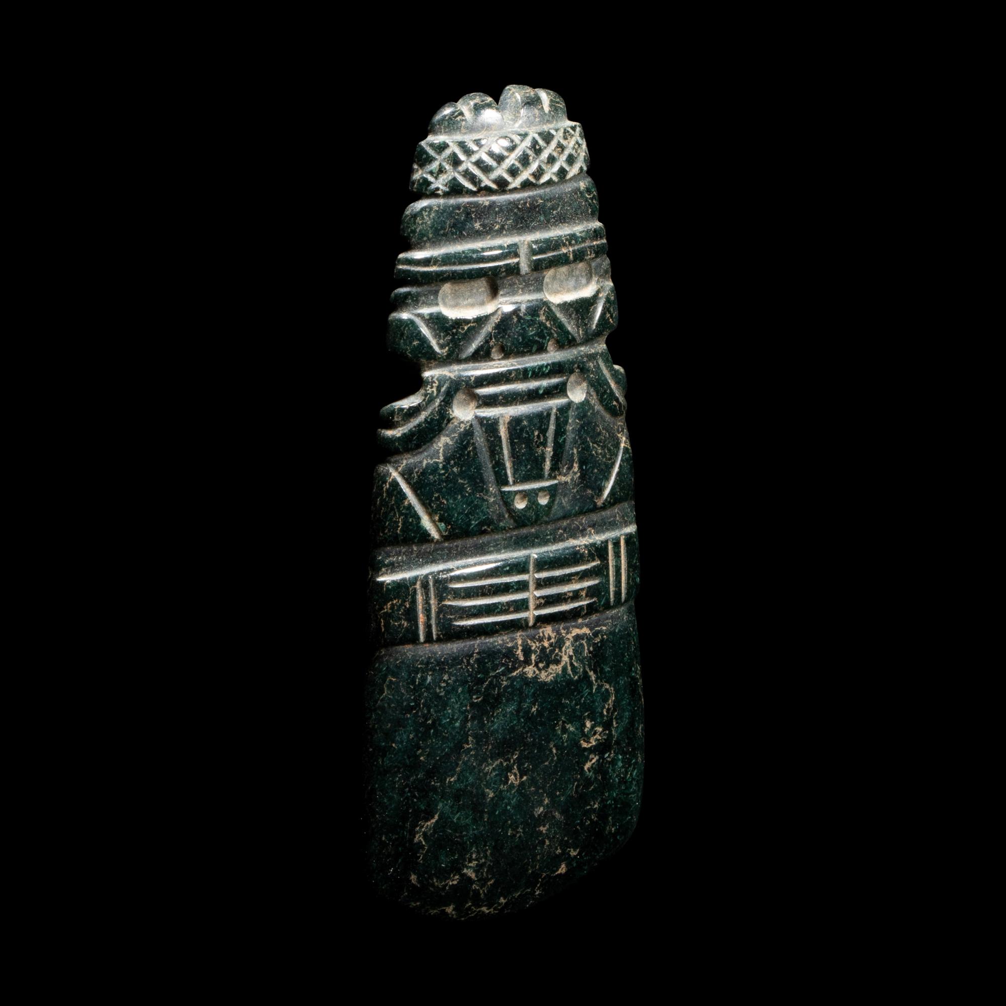 A Costa Rican Jade Parrot Axe God Pendant