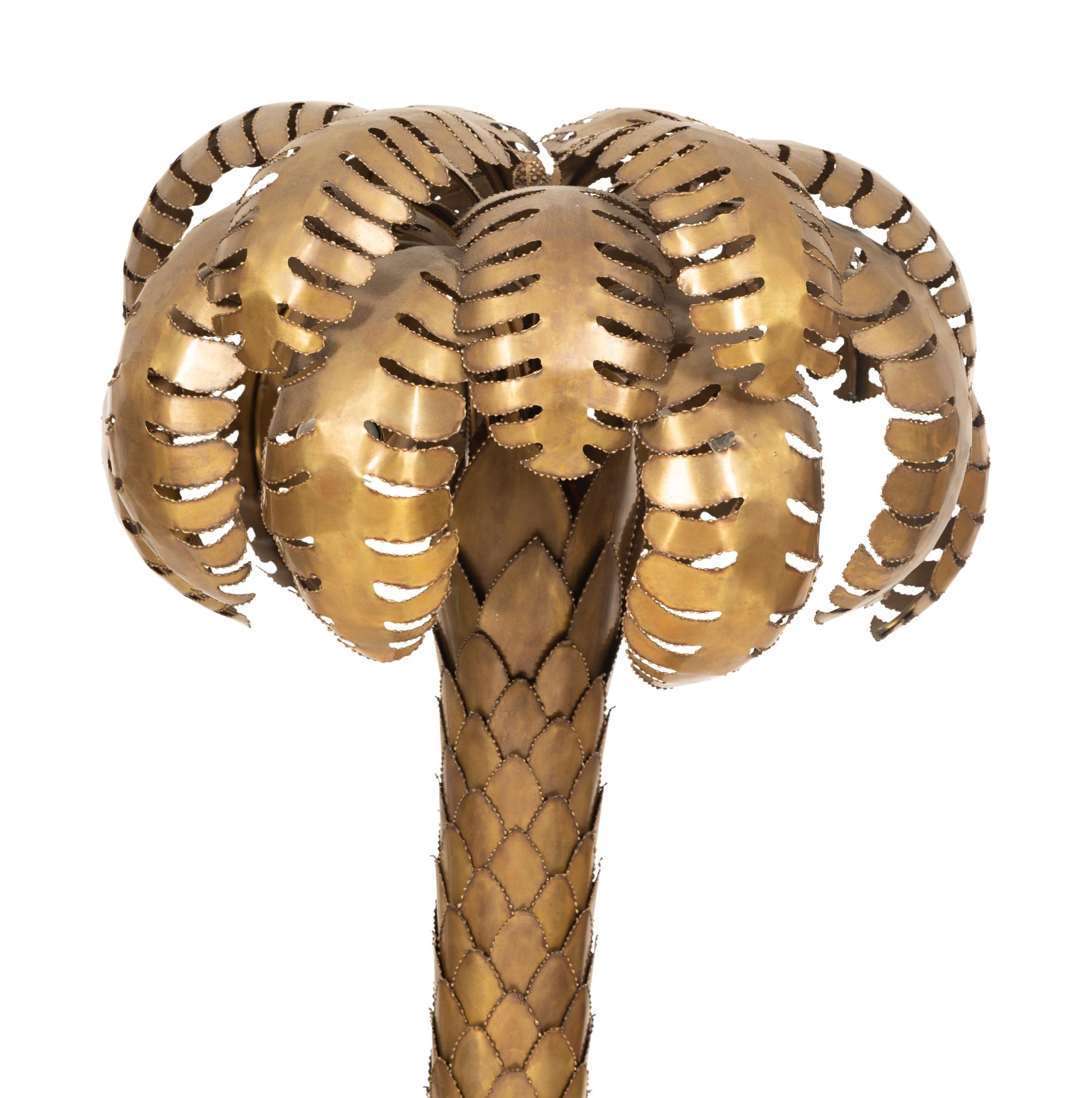 A Brass Palm Tree Floor Lamp by Maison Jansen