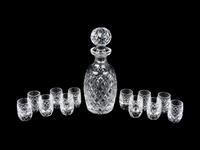 A Waterford Cut Glass Decanter and Twelve Cordials