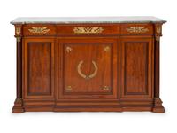 A French Empire Gilt Metal Mounted Mahogany Marble Top Sideboard