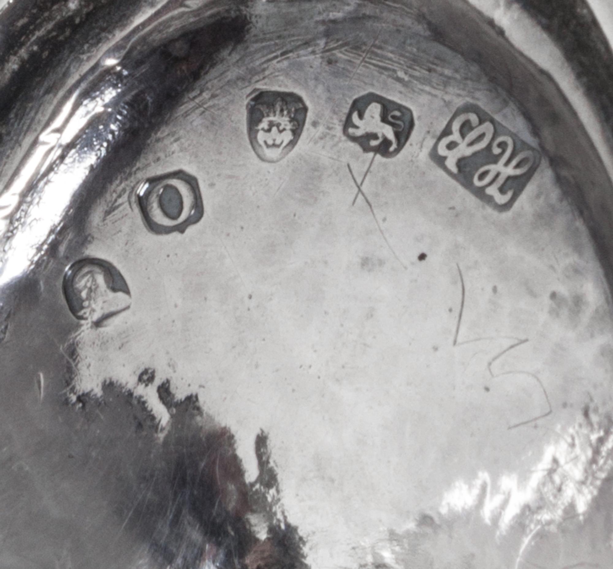 A Matched Pair of George III Silver Salts, Hester Bateman, London, 1787 and 1789, of oval bellied form with applied reeded rims; togeth