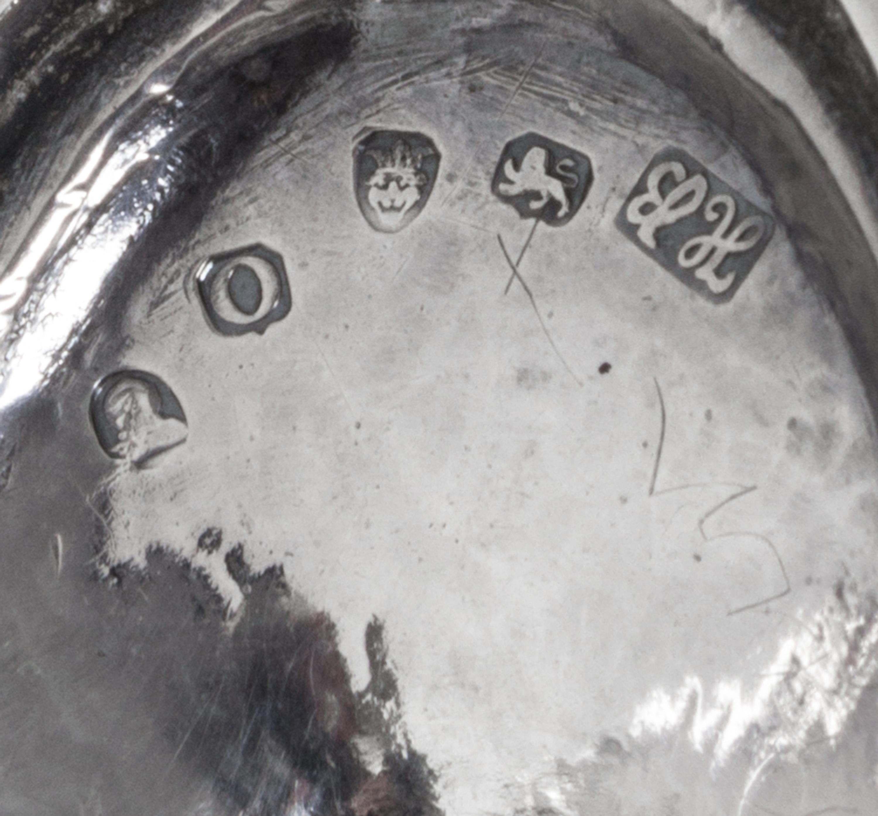 A Matched Pair of George III Silver Salts, Hester Bateman, London, 1787 and 1789, of oval bellied form with applied reeded rims; togeth