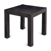 A Ginger Brown Black Faux Lizard Skin Side Table