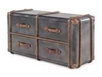 A Contemporary Nailhead-Decorated Metal Trunk