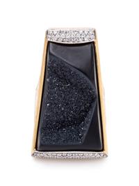 An 18 Karat Yellow Gold, Diamond and Druzy Onyx Ring, Jorge Adeler,