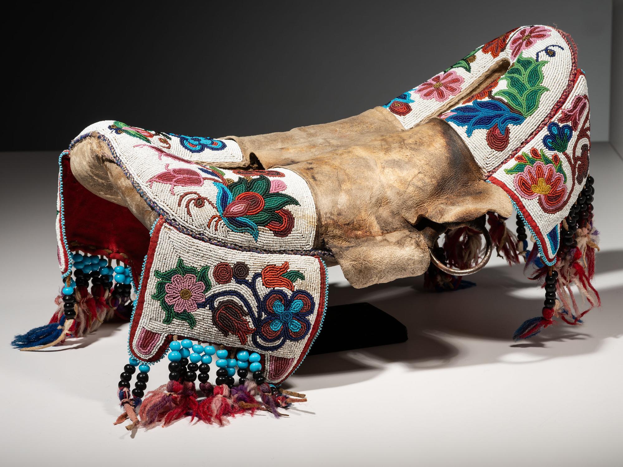 Plains Cree Beaded Hide Saddle Pad