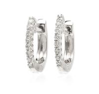 A Pair Of 14 Karat White Gold and Diamond Hoops, 1.40 dwts.
