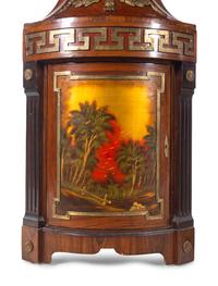 A Pair of Empire Style Ebonized and Vernis Martin Decorated Encoignures