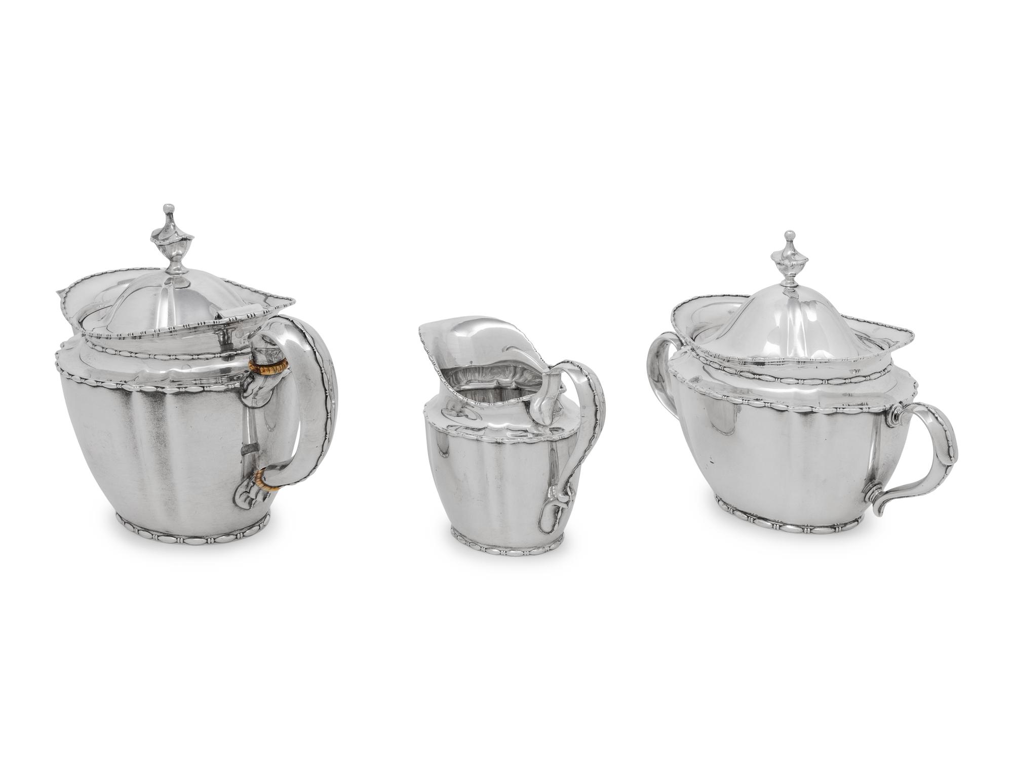 A Tiffany and Co. Silver Three-Piece Bachelor's Tea Service