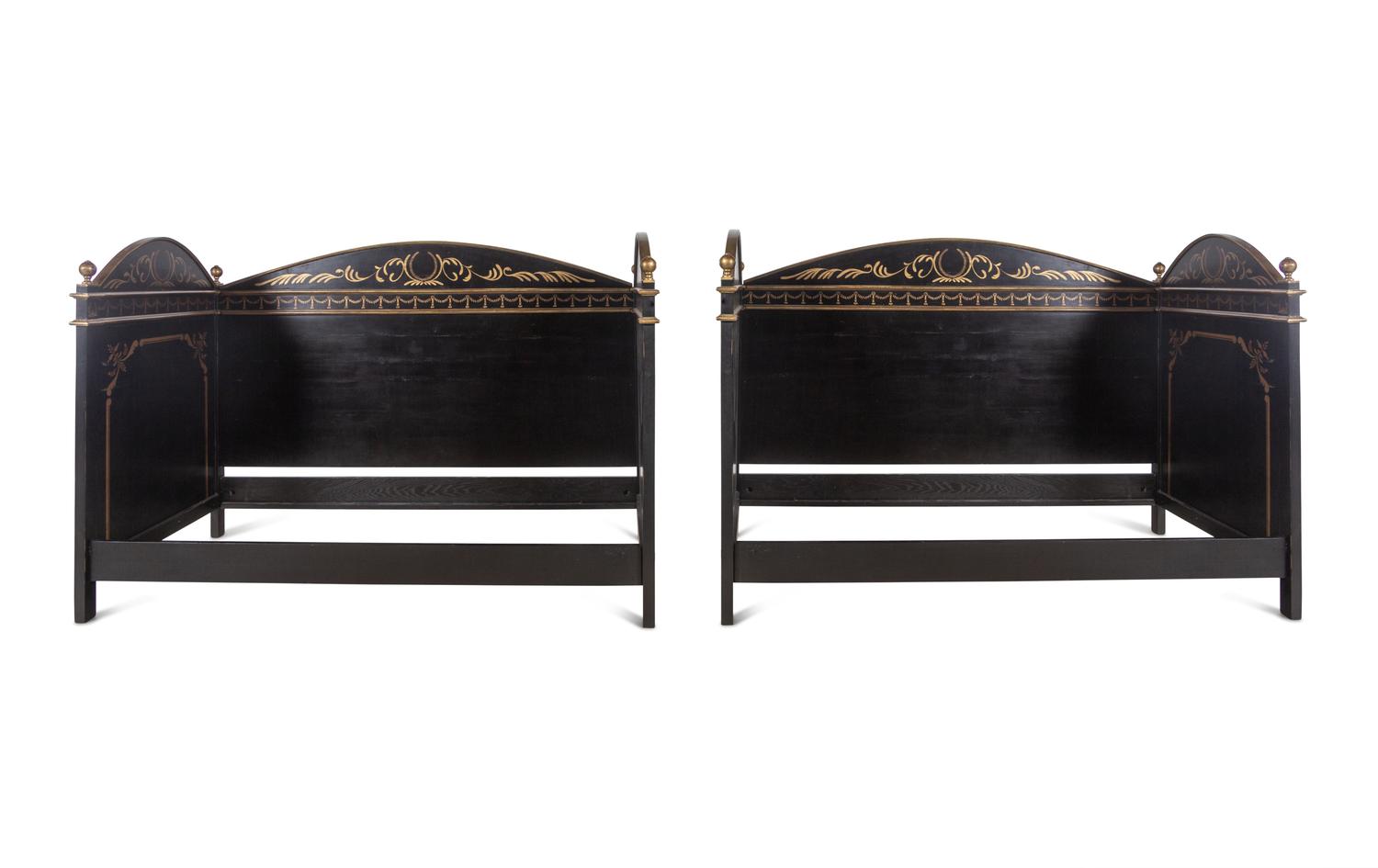 A Pair of Painted and Parcel Gilt Daybeds