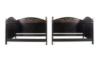 A Pair of Painted and Parcel Gilt Daybeds