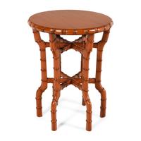 A Red-Painted Bamboo-Form Side Table